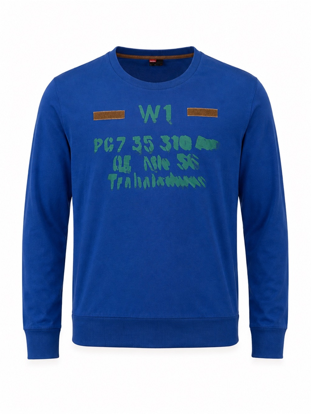 Diesel Mens Blue Graphic Sweatshirt Y2K Streetwear Cotton Pullover Size M